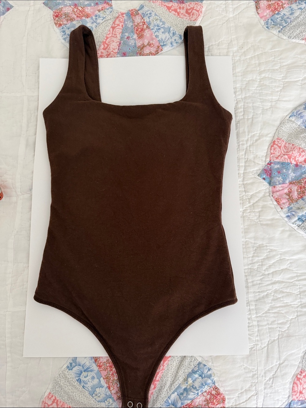 Abercrombie & Fitch Brown Ribbed Scoop Neck Bodysuit